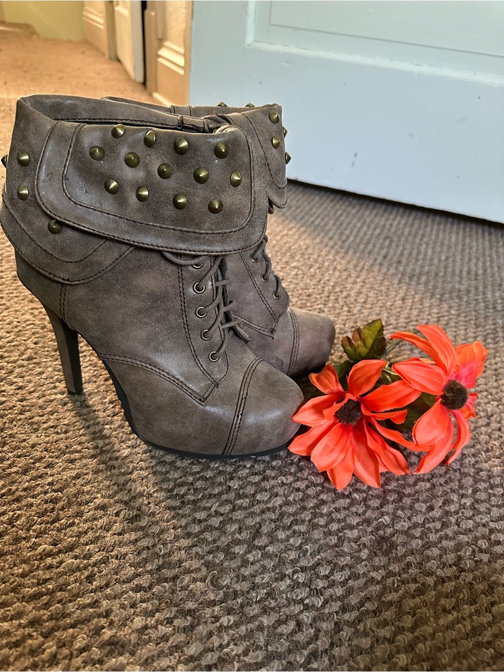 Studded Fold-Over Ankle Booties by VERY VOLATILE